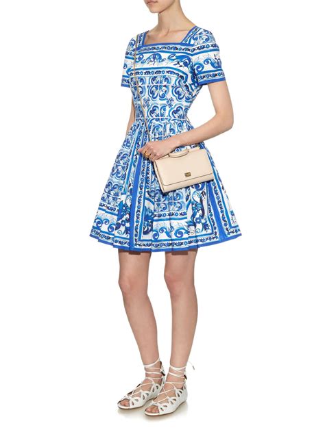 dolce gabbana blue majolica dress|dolce short poplin dress.